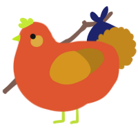 A vermilion and ochre chicken