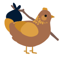 A brown and orange chicken with a neck-speckle pattern