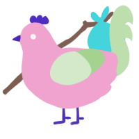 A pink and gluppy chicken