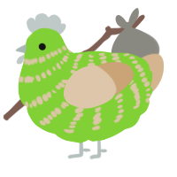 A grass and beige chicken with a bar pattern