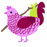 A lavender and maroon chicken with a lace pattern