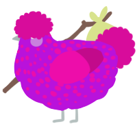 A amethyst and fuchsia chicken with a speckle pattern