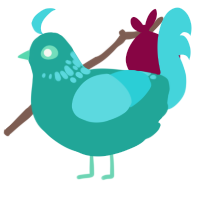 A turquoise and aqua chicken with a neck-speckle pattern