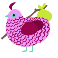 A lavender and maroon chicken with a lace pattern