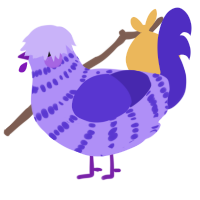 A lilac and indigo chicken with a bar pattern