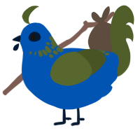 algae, a ultramarine and olive chicken with a neck-speckle pattern