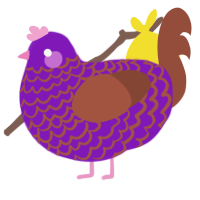 A violet and russet chicken with a lace pattern