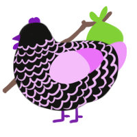 A black and lavender chicken with a lace pattern