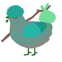 A ash and turquoise chicken with a lace pattern