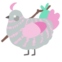 A silver and pink chicken with a bar pattern