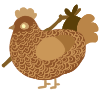 filtered turd, a fuchsia and vermilion chicken with a double-lace pattern