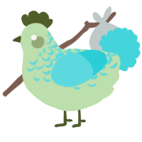 A gluppy and aqua chicken with a half-lace pattern