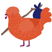 A vermilion chicken with a speckle pattern