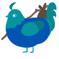A ultramarine and teal chicken with a head pattern