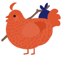 A vermilion chicken with a lace pattern