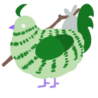 A gluppy and leaf chicken with a bar pattern