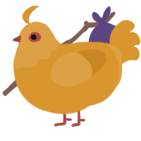 A orange chicken with a head pattern