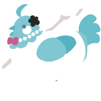 A silver and sea chicken with a head pattern