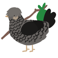 A grey and sable chicken with a lace pattern