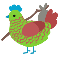 A grass and red chicken with a lace pattern
