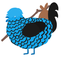 A sky and sable chicken with a lace pattern