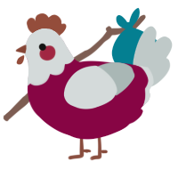 A maroon and silver chicken with a head pattern