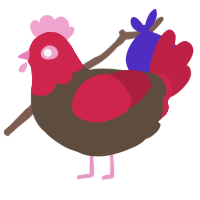 A bark and crimson chicken with a head pattern