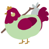 A gluppy and maroon chicken with a head pattern