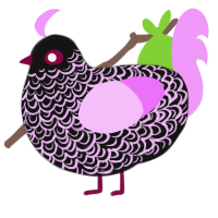 Starship, a black and lavender chicken with a double-lace pattern