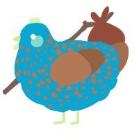 A cerulean and brown chicken with a speckle pattern