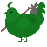 A leaf chicken with a head pattern