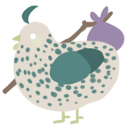 A beige and sea chicken with a speckle pattern