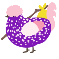 A violet and rose chicken with a speckle pattern