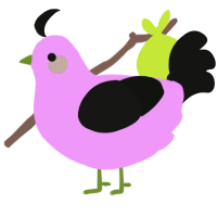 A lavender and black chicken