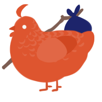A vermilion chicken with a half-lace pattern