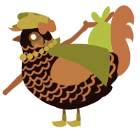 A black and brown chicken with a lace pattern