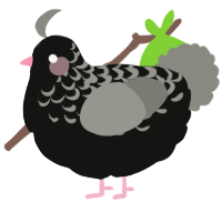 A black and ash chicken with a half-lace pattern