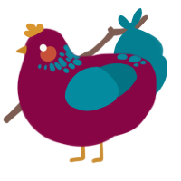 A maroon and sea chicken with a neck-speckle pattern