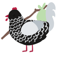 A sable and mist chicken with a lace pattern