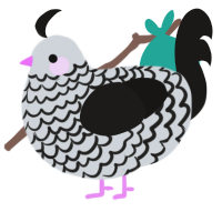 A mist and sable chicken with a lace pattern