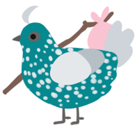 A teal and mist chicken with a speckle pattern