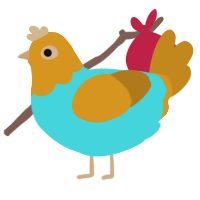 A aqua and ochre chicken with a head pattern