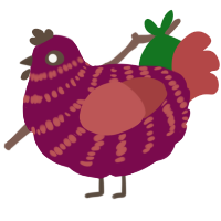 A wine and red chicken with a bar pattern