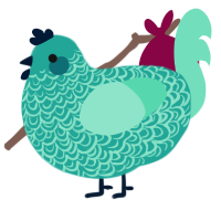 A turquoise and mint chicken with a double-lace pattern