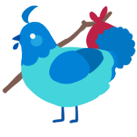 A aqua and sapphire chicken with a head pattern