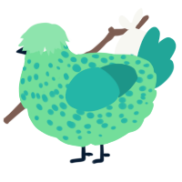 A spring and turquoise chicken with a speckle pattern