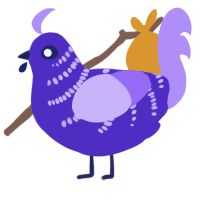 A indigo and lilac chicken with a half-bar pattern