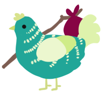 A turquoise and apple chicken with a half-bar pattern