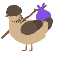 A beige and bark chicken with a neck-speckle pattern
