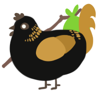 A black and gold chicken with a neck-band pattern